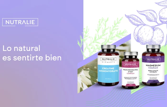 Nutralie | Lo natural es sentire bien | imagen con 3 envases de producto