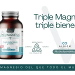 Webotanix - Triple Magnesio, triple bienestar - El triple magnesio del que todo el mundo habla - Imagen de producto donde se destacan los componentes: citrato, bisglicinato, malato y con vitamina B6 - Alta biodisponibilidad - 60 o 120 cápsulas