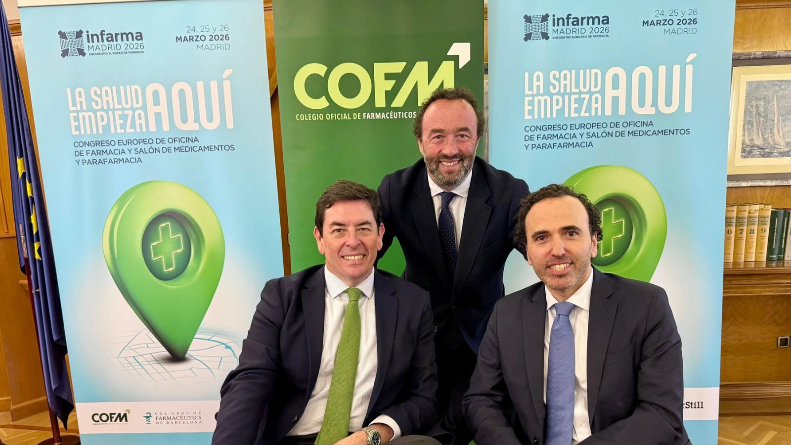 Manuel Martínez del Peral, Agustín Torres y Jordi Casas en la presentación de Infarma 2026