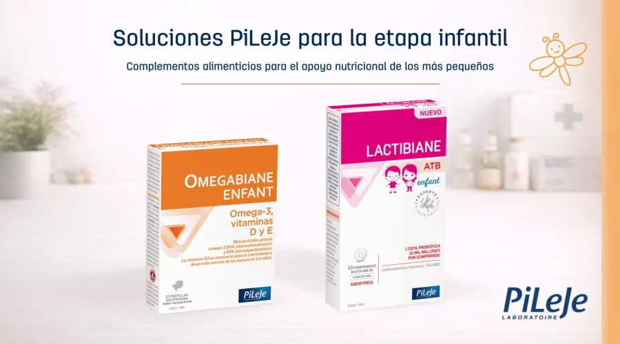 Pileje - Soluciones para la etapa infantil, complementos alimenticios para el apoyo nutricional de los más pequeños. Omegabiane enfant y Lactibiane ATB
