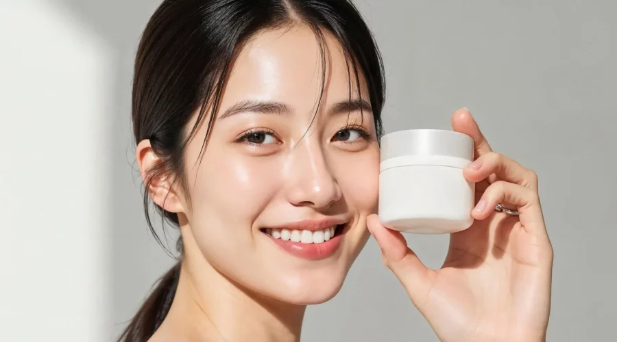 Tradegate - Imagen de una coreana con un pote de cosmética