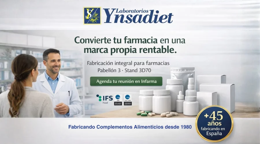 Laboratorios Ynsadiet | Convierte tu farmacia en una marca propia rentable. Fabricación integral para farmacias. Pabellón 3 stand 3D70